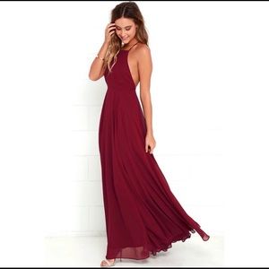 Lulu’s Mythical Kind of Love Wine Red Maxi Dress